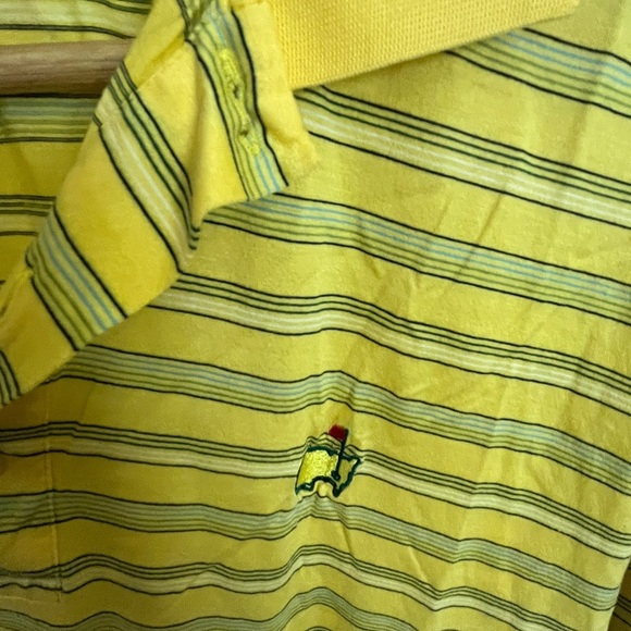 Masters Clubhouse Collection‎ Polo Shirt Yellow Green Striped Mens Size Medium - Picture 3 of 5